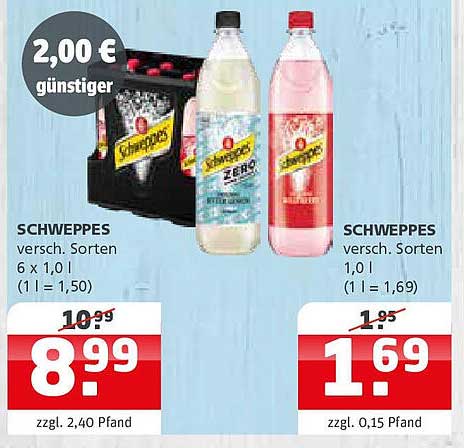 Schweppes - verschiedene Sorten 6 x 1,0 l und 1,0 l