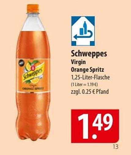 Schweppes Virgin Orange Spritz 1,25-Liter-Flasche
