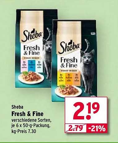 Sheba Fresh & Fine – verschiedene Sorten, je 6 x 50-g-Packung