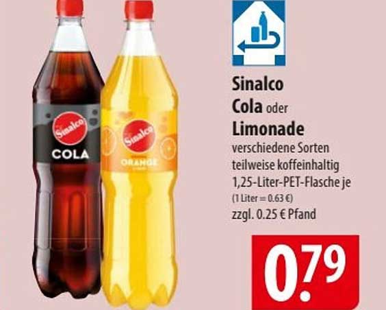 Sinalco Cola oder Limonade 1,25-Liter-PET-Flasche