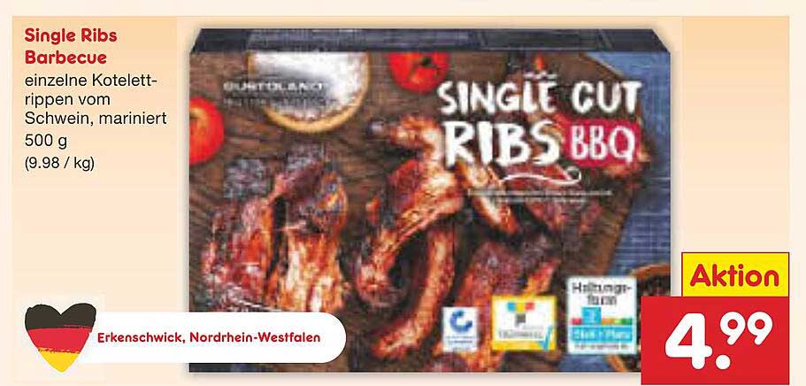 Single Ribs Barbecue, 500 g - Aktion!
