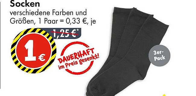 Socken im 3er-Pack - für nur 1 €
