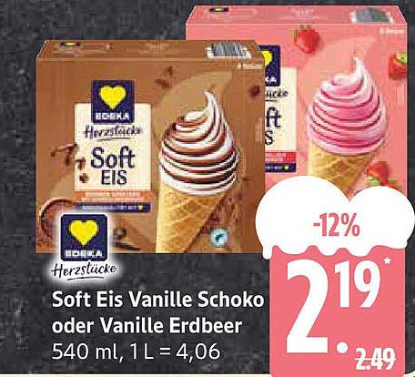 Soft Eis Vanille Schoko oder Vanille Erdbeer 540 ml