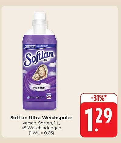 Softlan Ultra Weichspüler 1 L - Traumfrisch für Ihre Wäsche