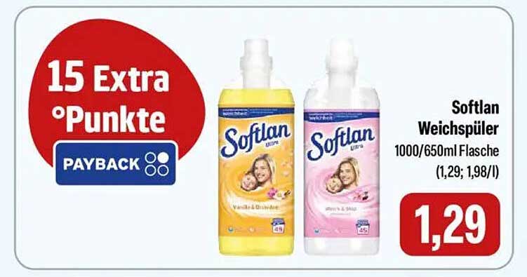 Softlan Weichspüler 1000/650ml Flasche (1,29; 1,98/l)