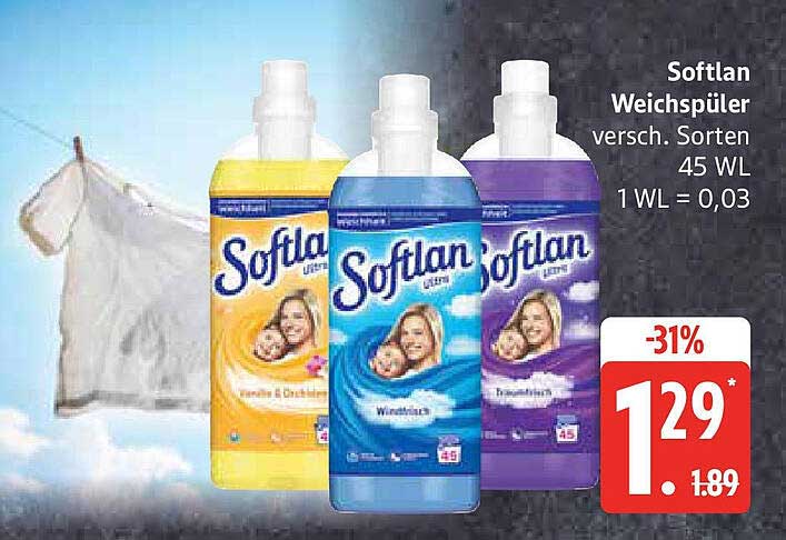 Softlan Weichspüler – verschiedene Sorten 45 WL