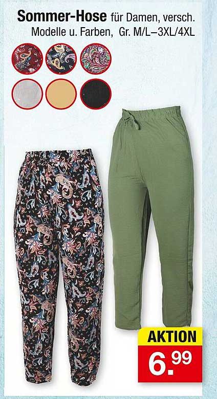 Sommer-Hose für Damen, versch. Modelle u. Farben, Gr. M/L–3XL/4XL