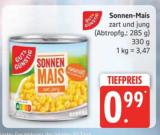 Sonnen-Mais zart und jung (Abtropfgewicht: 285 g)