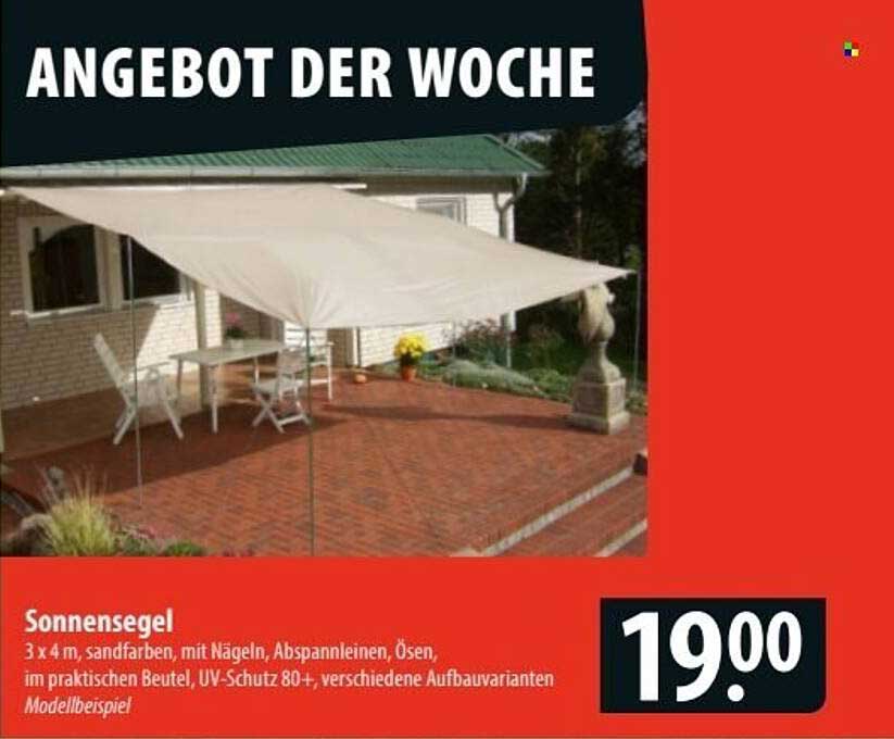 Sonnensegel 3 x 4 m - sandfarben