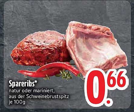 Spareribs natur oder mariniert aus der Schweinebrustspitz je 100g