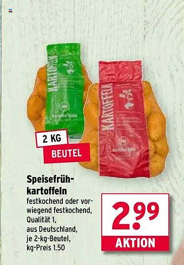 Speisefrühkartoffeln - Qualität 1 aus Deutschland