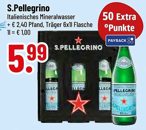 S.Pellegrino Italienisches Mineralwasser 6x1l im Träger