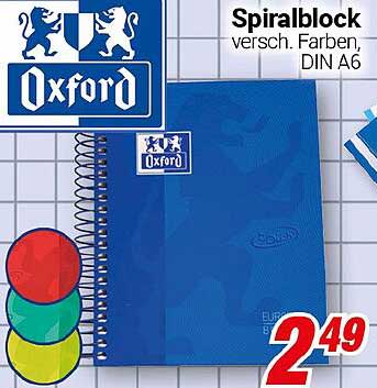 Spiralblock Oxford in verschiedenen Farben, DIN A6