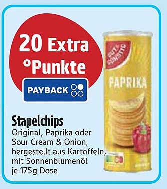 Stap Chips - Paprika oder Sour Cream & Onion (175g Dose)