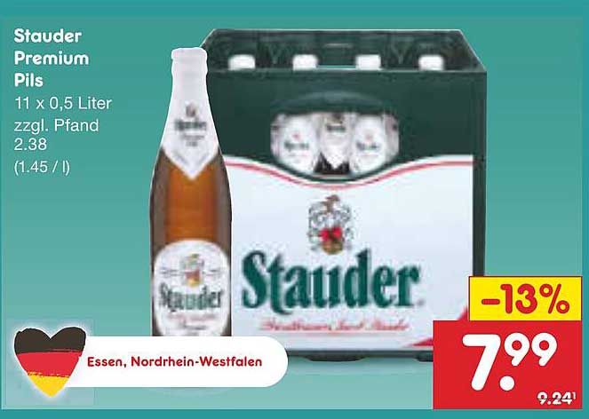 Stauder Premium Pils 11 x 0,5 Liter zzgl. Pfand