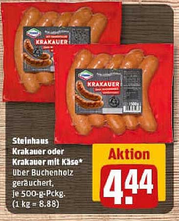 Steinhaus Krakauer oder Krakauer mit Käse, 500-g-Packung