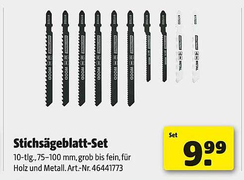 Stichsägebblatt-Set 10-tlg., 75-100 mm, grob bis fein, für Holz und Metall