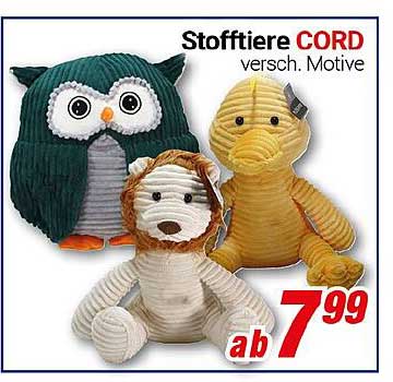 Stofftiere CORD – verschiedene Motive