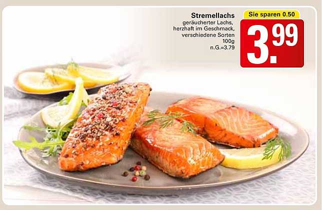Stremellachs, geräucherter Lachs, herzhaft im Geschmack, verschiedene Sorten 100g