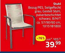 Stuhl Bezugs PES, Seilgeflecht grau, Gestell Stahl, pulverbeschichtet schwarz