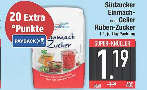 Südzucker Einmach- oder Gelier Rüben-Zucker 1:1, je 1kg Packung