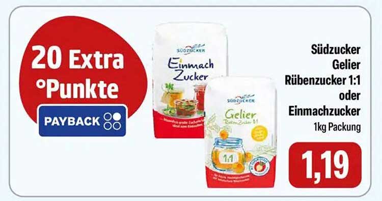 Südzucker Gelier Rübenzucker 1:1 oder Einmachzucker 1kg Packung