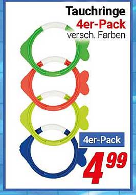 Tauchringe 4er-Pack - verschiedene Farben