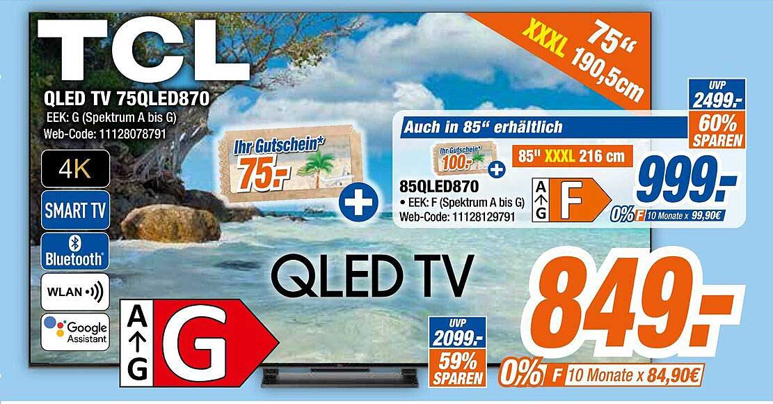 TCL QLED TV 75QLED870 – 190,5 cm (75 Zoll) 4K Smart TV