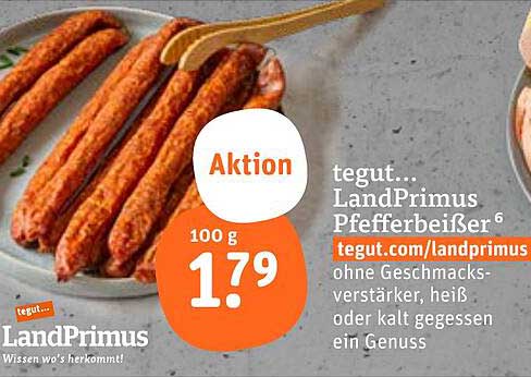 tegut... LandPrimus Pfefferbeißer 100 g zum Aktionspreis