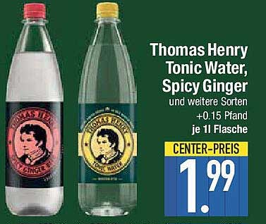 Thomas Henry Tonic Water, Spicy Ginger und weitere Sorten