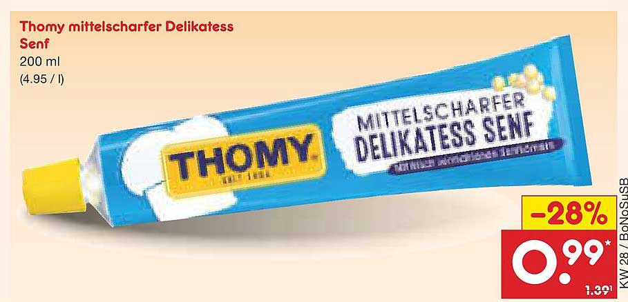Thomy mittelscharfer Delikatess Senf 200 ml