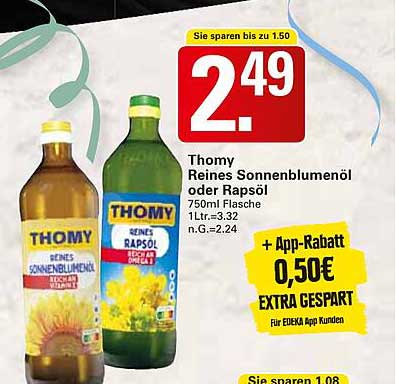Thomy Reines Sonnenblumenöl oder Rapsöl 750ml Flasche