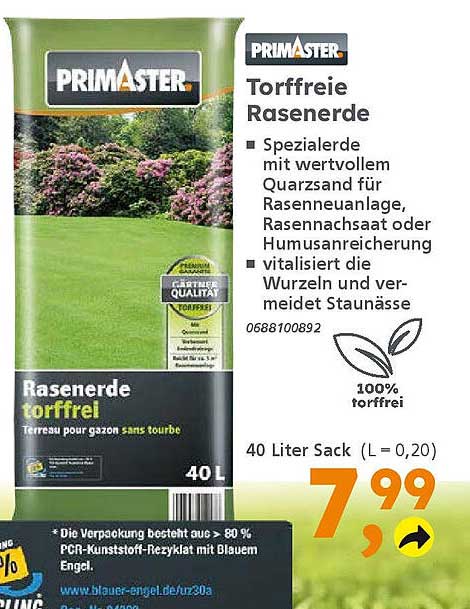 Torffreie Rasenerde 40 Liter Sack