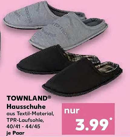 TOWNLAND® Hausschuhe aus Textil-Material, TPR-Laufsohle, 40/41 - 44/45 je Paar