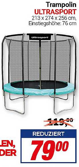 Trampolin ULTRASPORT 213 x 274 x 256 cm, Einstiegshöhe: 76 cm
