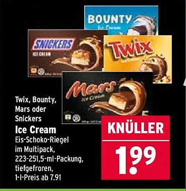 Twix, Bounty, Mars oder Snickers Ice Cream