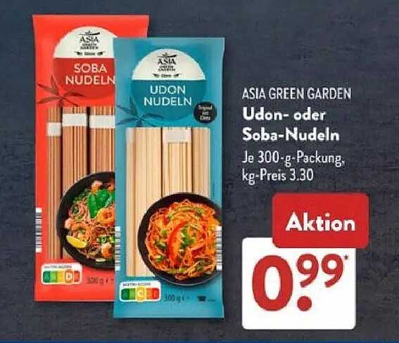 Udon- oder Soba-Nudeln 300 g Packung für 0,99 €