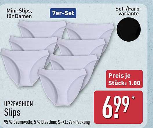 UP2FASHION Mini-Slips, für Damen – 7er-Set