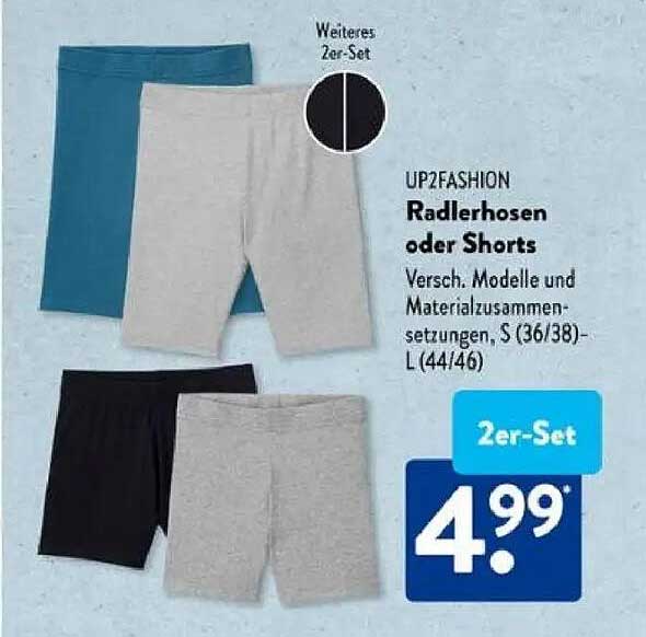 UP2FASHION Radlerhosen oder Shorts 2er-Set