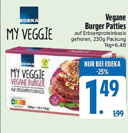 Vegane Burger Patties auf Erbsenproteinbasis, 230g