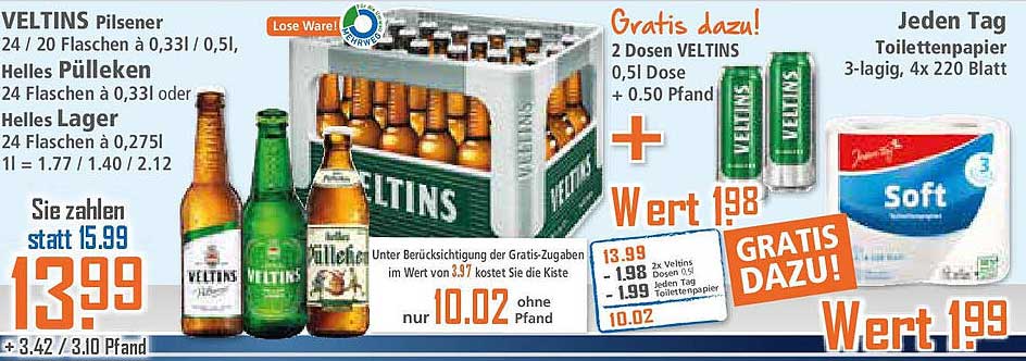 VELTINS Pilsener 24er Kasten - Jetzt für nur 13,99 €!