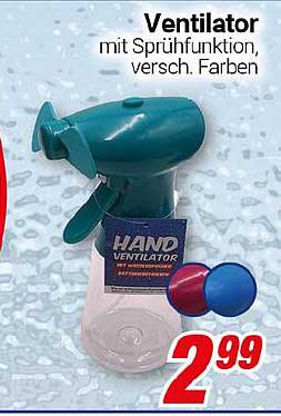 Ventilator mit Sprühfunktion, versch. Farben
