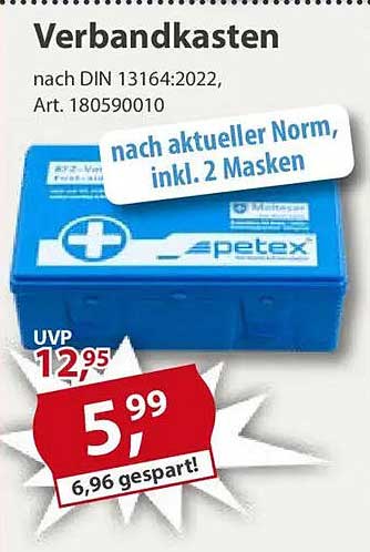 Verbandkasten nach DIN 13164:2022, inkl. 2 Masken