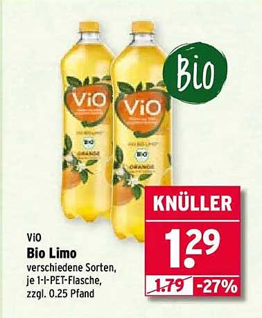 ViO Bio Limo verschiedene Sorten, je 1-L-PET-Flasche