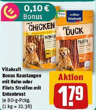 Vitakraft Bonas Kaustangen mit Huhn oder Filets Streifen mit Entenbrust