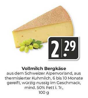 Vollmilch Bergkäse - aromatischer Genuss aus den Alpen