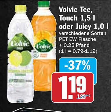 Volvic Tee, Touch 1,5 l oder Juicy 1,0 l - verschiedene Sorten