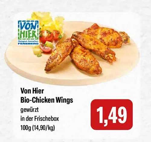 Von Hier Bio-Chicken Wings, gewürzt in der Frischebox