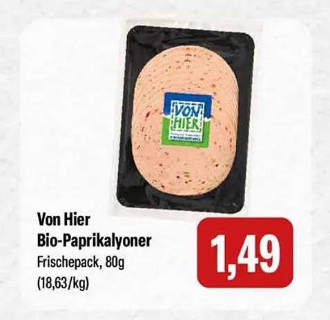 Von Hier Bio-Paprikalyoner Frischepack, 80g