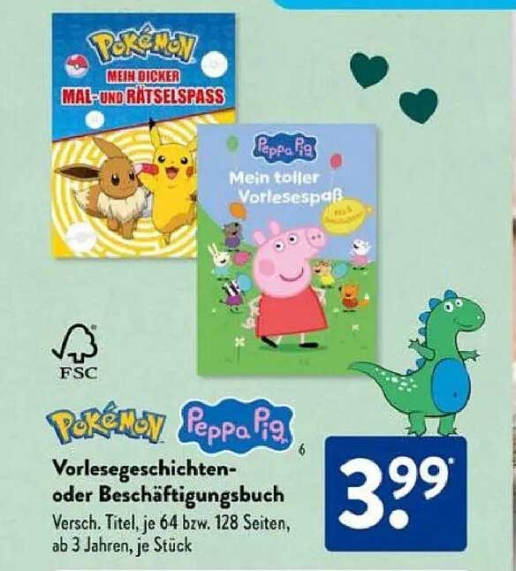 Vorlesegeschichten- oder Beschäftigungsbuch: Pokémon und Peppa Pig